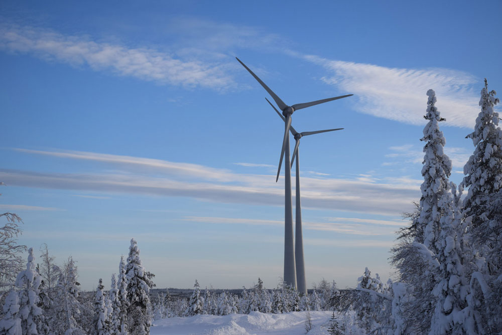 Wind mill in snowy climate